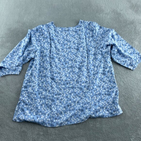 Mario Serrani Womens Blue Floral Print 3/4 Sleeve Blouse XXL NWT 2443 - Picture 2 of 9